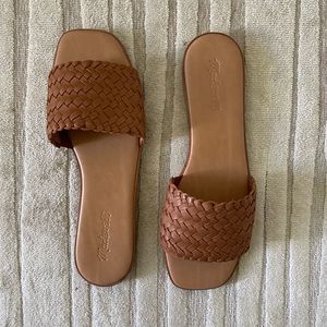 Madewell NWOT Square Toe Slide Sandals in English Saddle Color